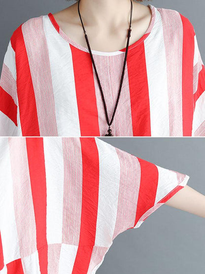 Loose Striped Batwing Sleeves Shirt
