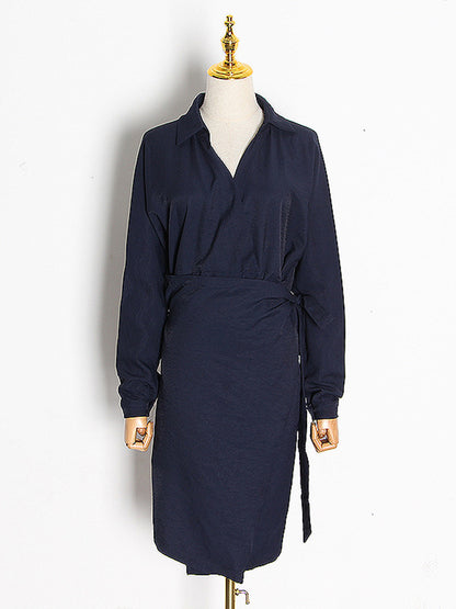Urban Solid Color Asymmetric Batwing Sleeve Midi Dress