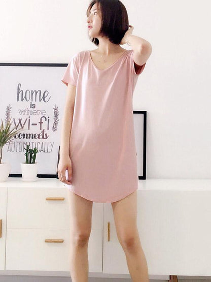 Leisure Solid V-Back Dress Pajama