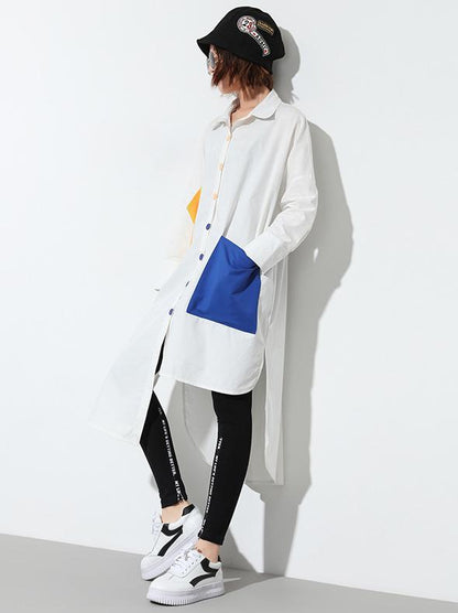 Irregular Colorful Split-joint Long Shirt
