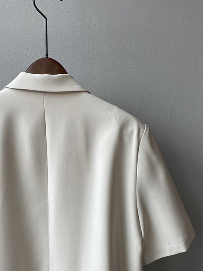 Urban Solid Color Notched Collar Short Sleeves Blazer