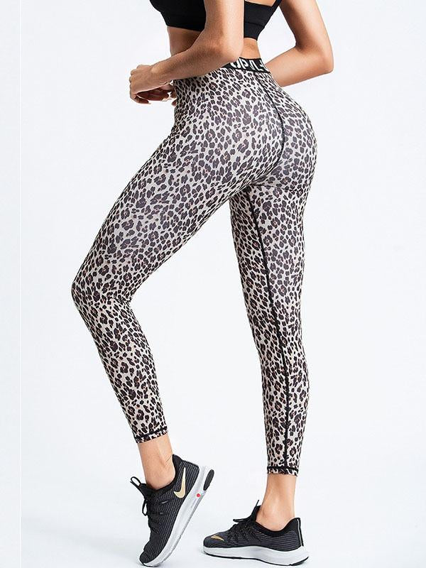 Leopard Letters Printed Quick Dry Yoga Legging