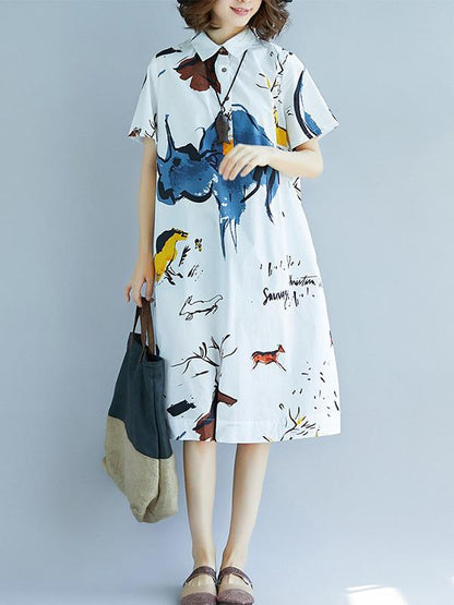 2019 Summer New  Oversize Printed T-Shirt Dress