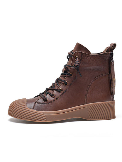 Vintage Cow Leather Zipper Martin Boots