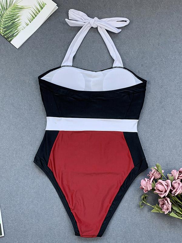Strapless Splice One-Piece Swimwear