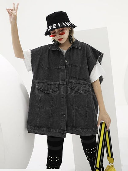 Casual Printed Jean Vest