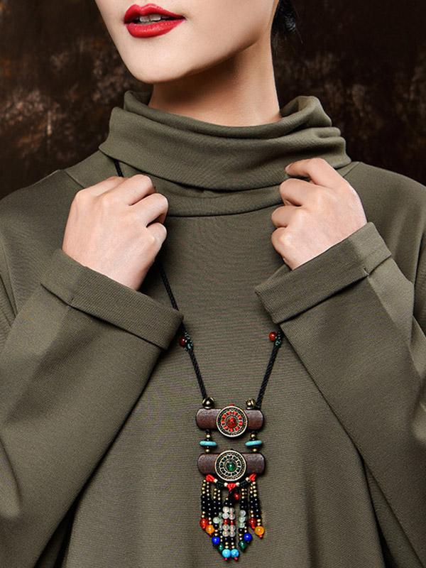 Original Geometry AgateTassel Necklace