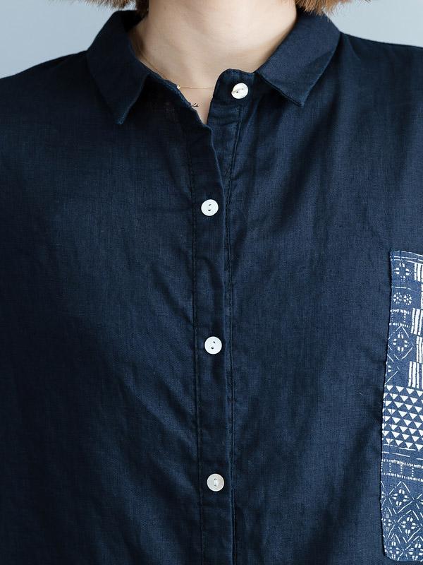 Loose Floral Printed Lapel Long Sleeves BLouses