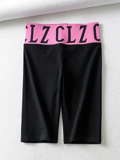 Waistband Letter Printed Sports Shorts