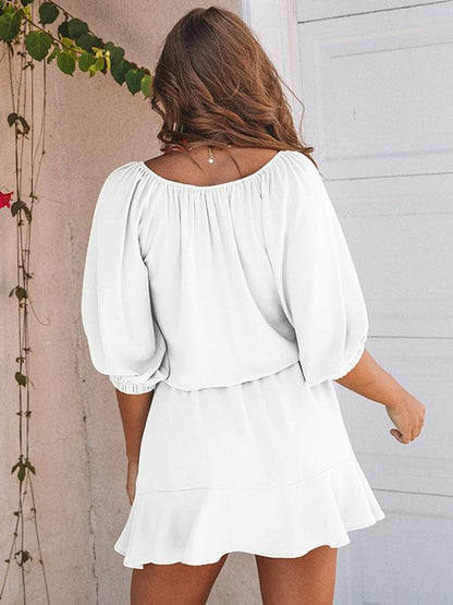 V-neck Casual Bandage Mini Dress