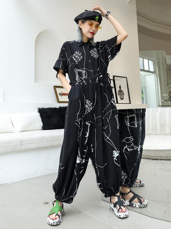 Hip-hop Light Printed Jumpsuit