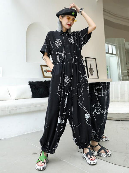 Hip-hop Light Printed Jumpsuit