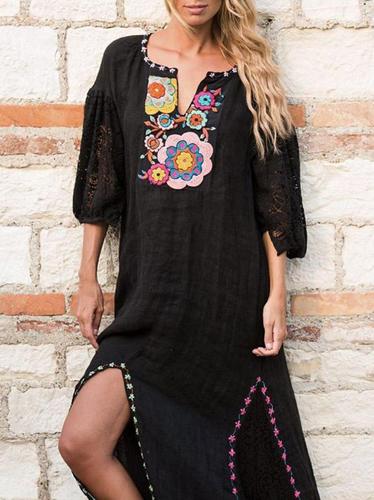 Embroidered Split-side Bohemia Dress
