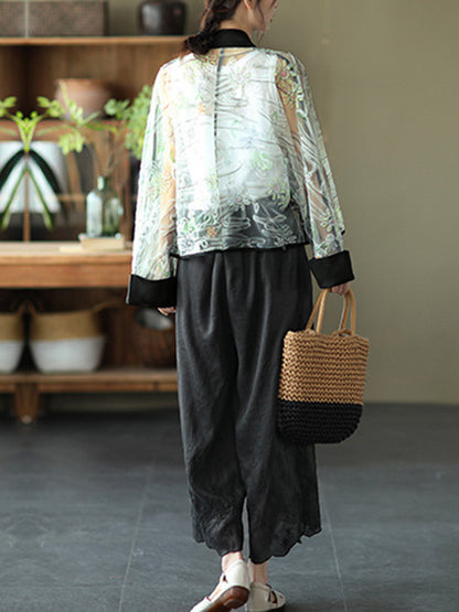 Original Thin See-Through Embroidered Long Sleeve Outerwear