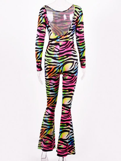 Street Casual Multicolour Printed Jumpsuits