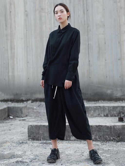 Vintage Ramie Cropped Shirt Tops