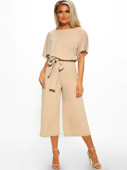 Round Neck Solid Color Jumpsuits