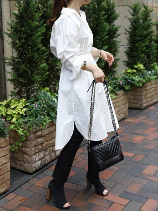 Casual Pocket Lace-up Long Shirt