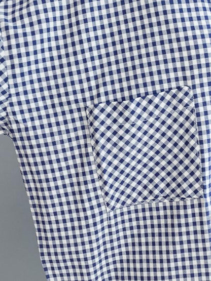 Casual Plaid Lapel Beaded Shirt