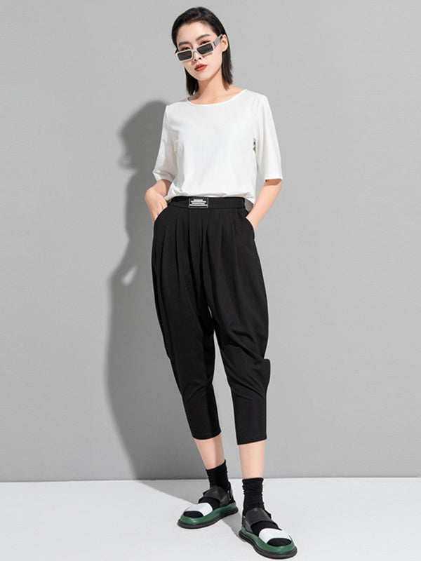 Simple Solid Color Elasticity Waist Pants