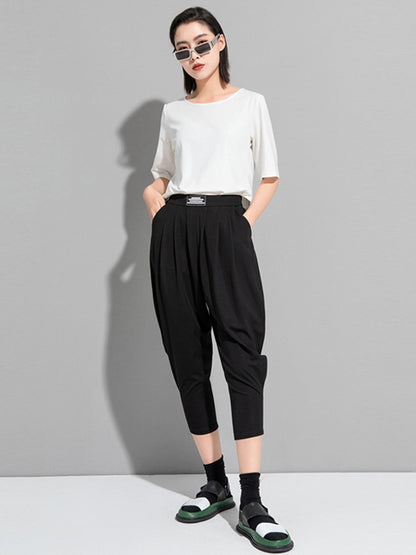 Simple Solid Color Elasticity Waist Pants