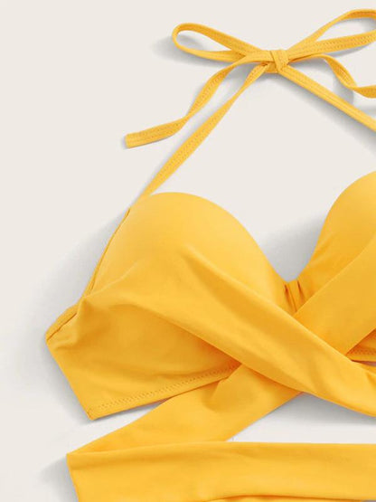 Sexy Halter Neck Printing Bikini Swimsuit