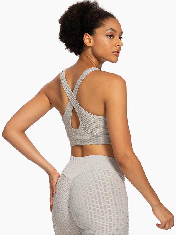 Wrap Solid Color V-Neck Sports Bra