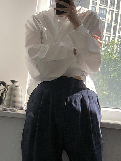 SIMPLE RETRO LOOSE WHITE SHIRT