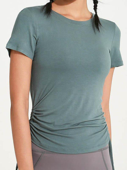 Solid Quick Dry Elastic Drawstring Yoga Tees