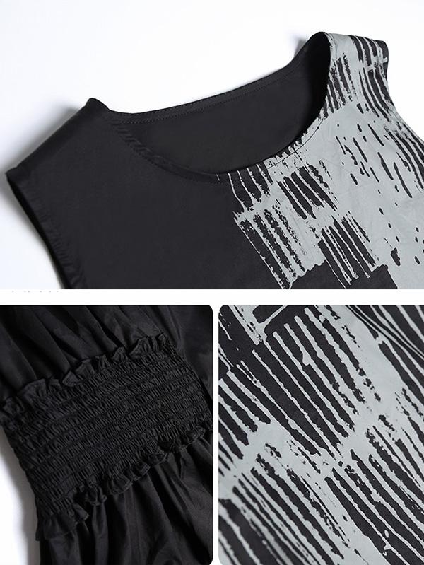 Asymmetric Printed Ruffled Sleeveless Dress