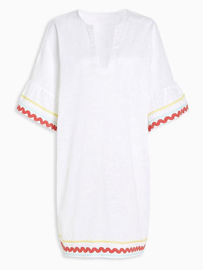 Lace V-neck Short Sleeves Cover-Ups