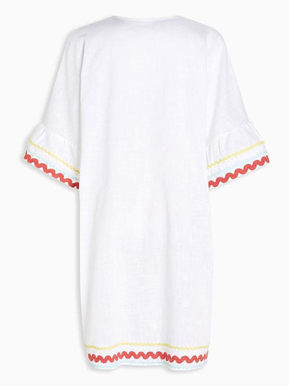 Lace V-neck Short Sleeves Cover-Ups