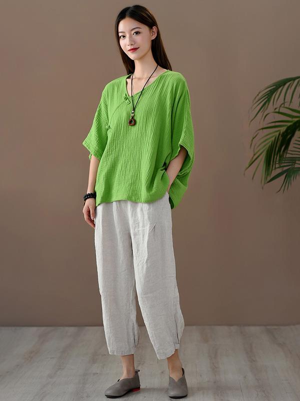 Vintage Solid Irregularity T-Shirts Tops