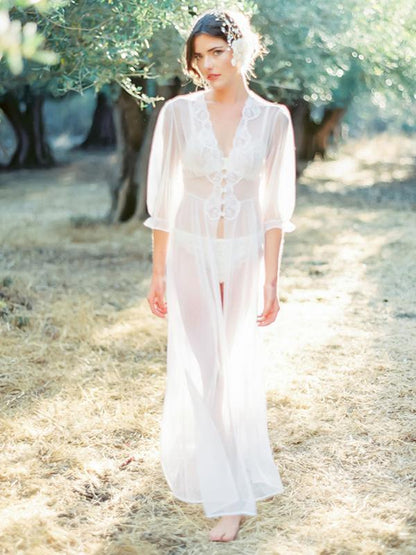 Solid Color Lacy Swimwear Cover-ups