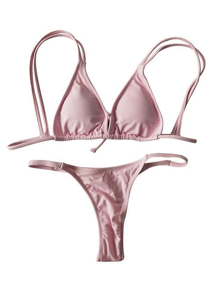Solid Spaghetti Straps Bikinis Swimwear