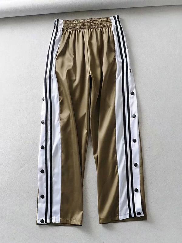 Contrast Color Loose Casual Wide Leg Pants Bottoms