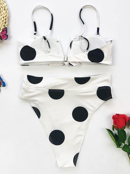 V-Neck Knotted Split Bikini Swimsuit
