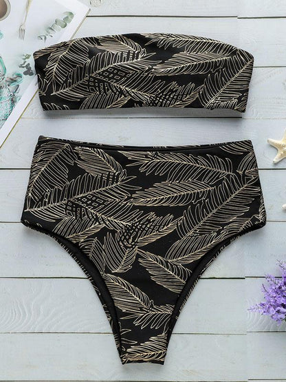 Sparkle Bandeau High Waisted Bikinis Swimwear