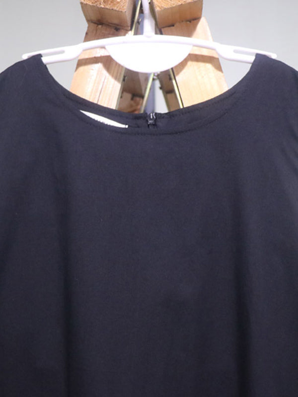 Simple Solid Color Round-Neck Sleeveless Midi Dress