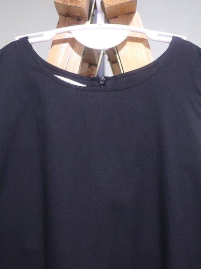 Simple Solid Color Round-Neck Sleeveless Midi Dress