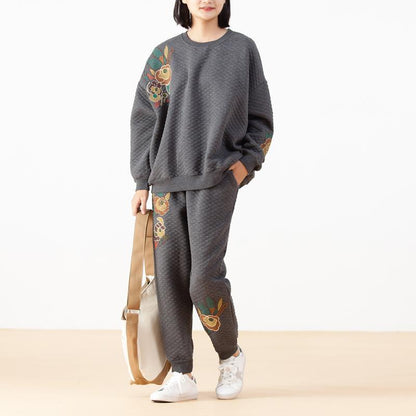 Embroidery Flower Pattern Cotton Women Suit