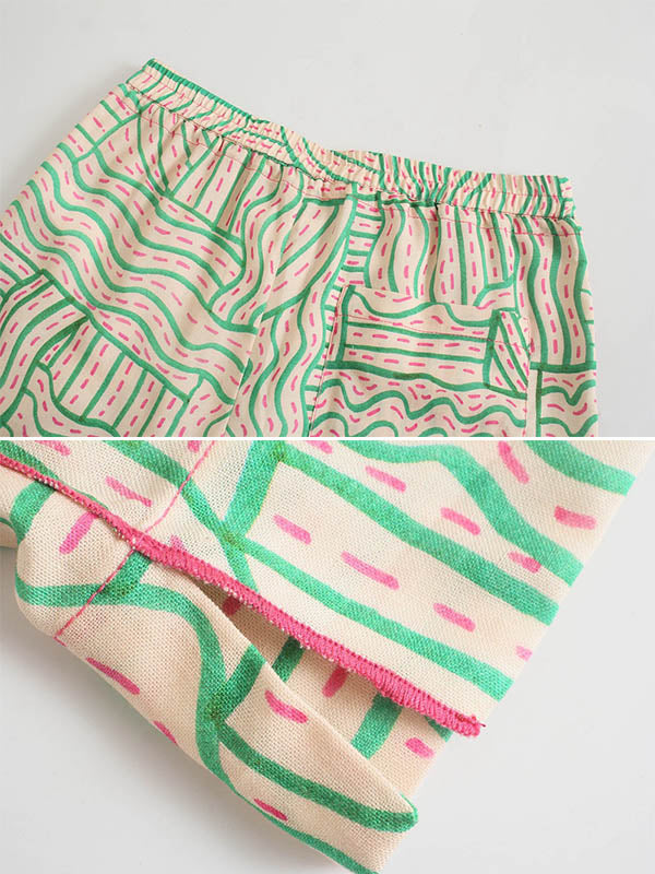 Fashion Asymmetric Printed Column Pants