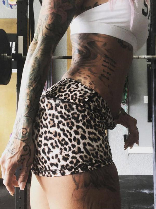 Leopard Printed Lift The Hips Yoga Shorts