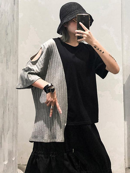 Knitting Split-joint Oversize T-Shirt