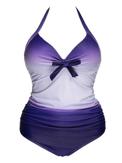 Backless Gradient Halter-neck One-piece Swimwear