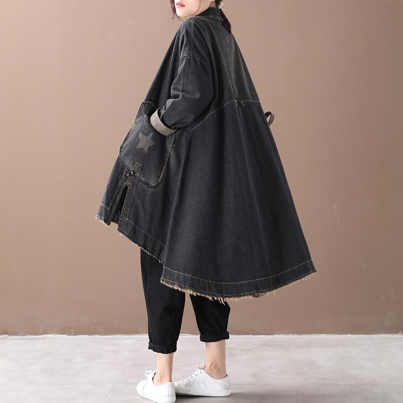 Buykud Casual Star Patchwork Loose Retro Coat