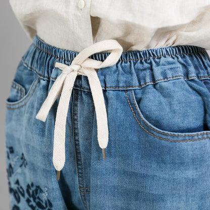 Casual Loose Frayed Women's Cropped Jeans