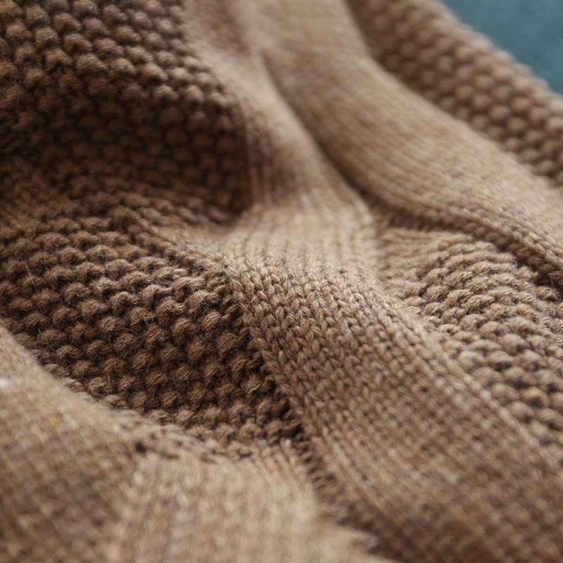 Buykud Casual Solid Color V-neck Thick Cardigan Sweater