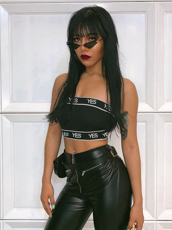 Stylish Letter Print Strapless Bra