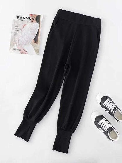 Loose Empire Ankle-tied Solid Sports Pants